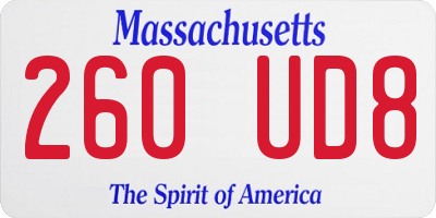 MA license plate 260UD8