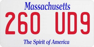 MA license plate 260UD9