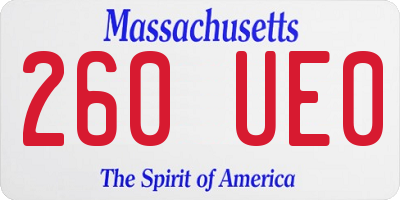 MA license plate 260UE0