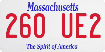 MA license plate 260UE2