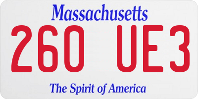 MA license plate 260UE3