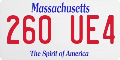 MA license plate 260UE4