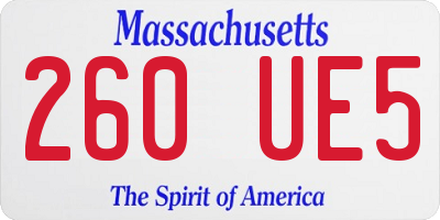 MA license plate 260UE5