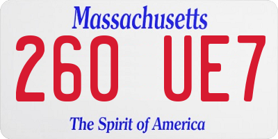 MA license plate 260UE7