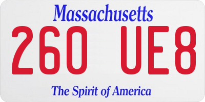MA license plate 260UE8