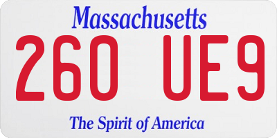 MA license plate 260UE9