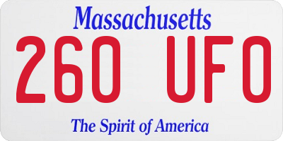 MA license plate 260UF0