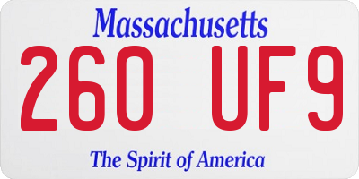 MA license plate 260UF9