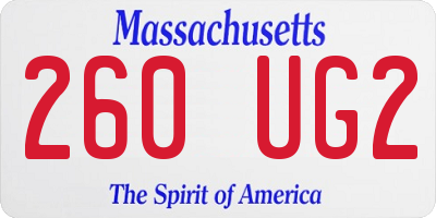 MA license plate 260UG2