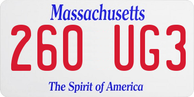 MA license plate 260UG3