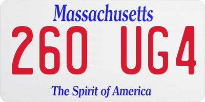 MA license plate 260UG4
