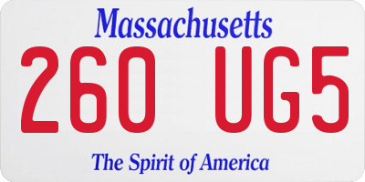 MA license plate 260UG5