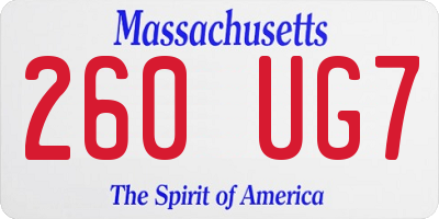 MA license plate 260UG7