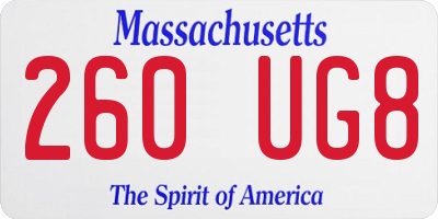 MA license plate 260UG8