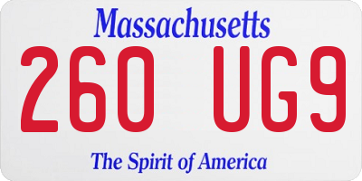 MA license plate 260UG9