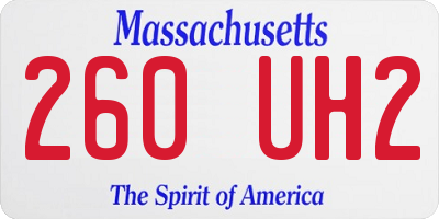 MA license plate 260UH2