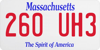 MA license plate 260UH3