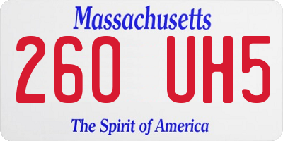 MA license plate 260UH5
