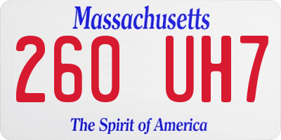 MA license plate 260UH7