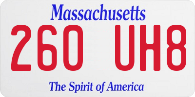 MA license plate 260UH8