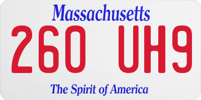 MA license plate 260UH9