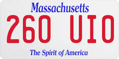 MA license plate 260UI0