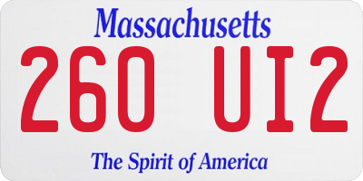 MA license plate 260UI2