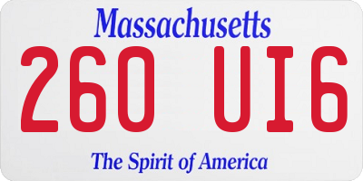MA license plate 260UI6