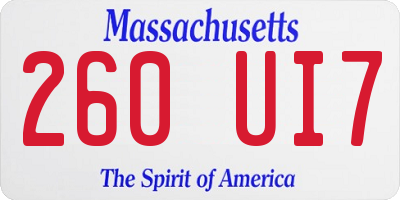 MA license plate 260UI7