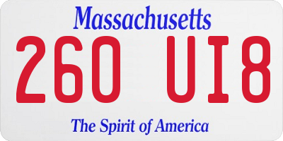 MA license plate 260UI8