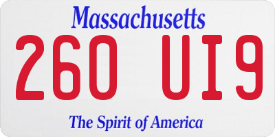 MA license plate 260UI9