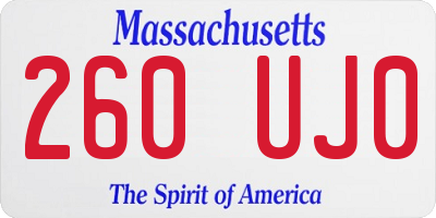 MA license plate 260UJ0