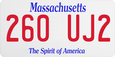 MA license plate 260UJ2