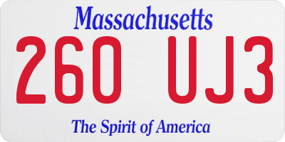 MA license plate 260UJ3