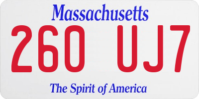 MA license plate 260UJ7