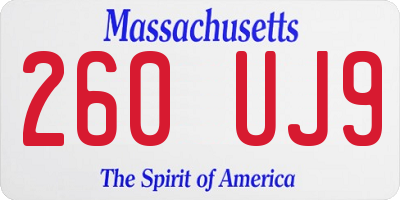 MA license plate 260UJ9