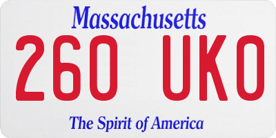 MA license plate 260UK0