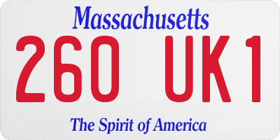 MA license plate 260UK1