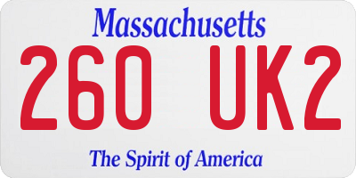 MA license plate 260UK2