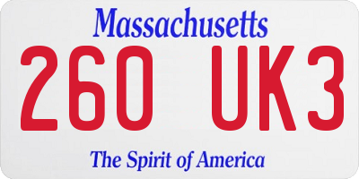 MA license plate 260UK3