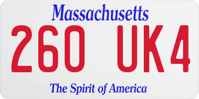 MA license plate 260UK4