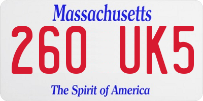 MA license plate 260UK5
