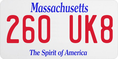 MA license plate 260UK8