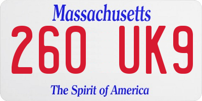 MA license plate 260UK9