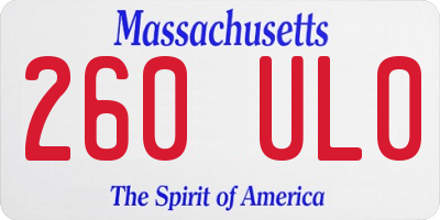 MA license plate 260UL0