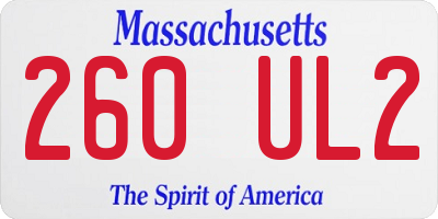 MA license plate 260UL2