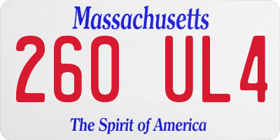 MA license plate 260UL4