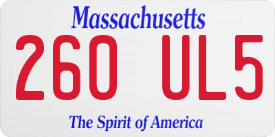 MA license plate 260UL5