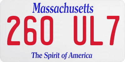 MA license plate 260UL7