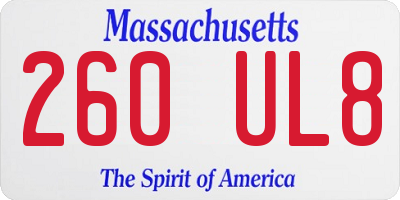 MA license plate 260UL8